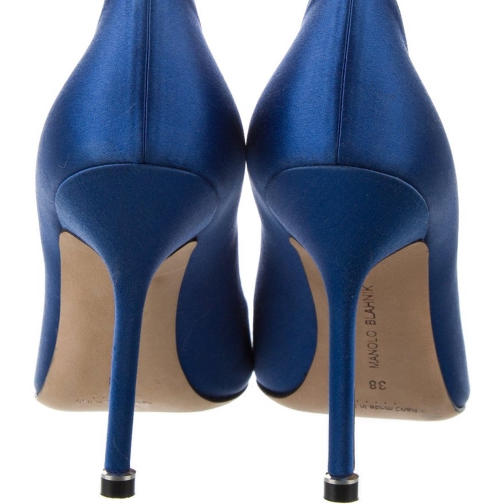 😍final price😍 Blue Satin Manolo Blahnik heels sex and the city - Picture 3 of 4